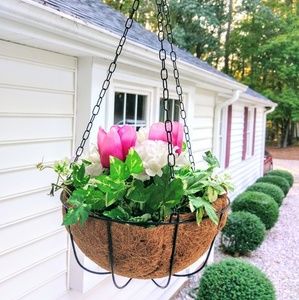 Faux Flower Hanging Basket